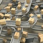 Cardboard_boxes_on_conveyor_belts_and_rollers_in_distribution_warehouse,_Delivery_and_packaging_service_concept_background._3d_illustration