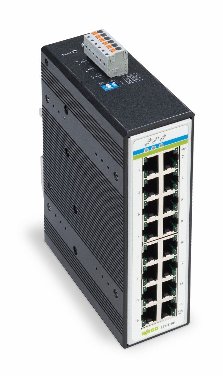 16 Ethernet-Ports an Industrial-Switch von Wago